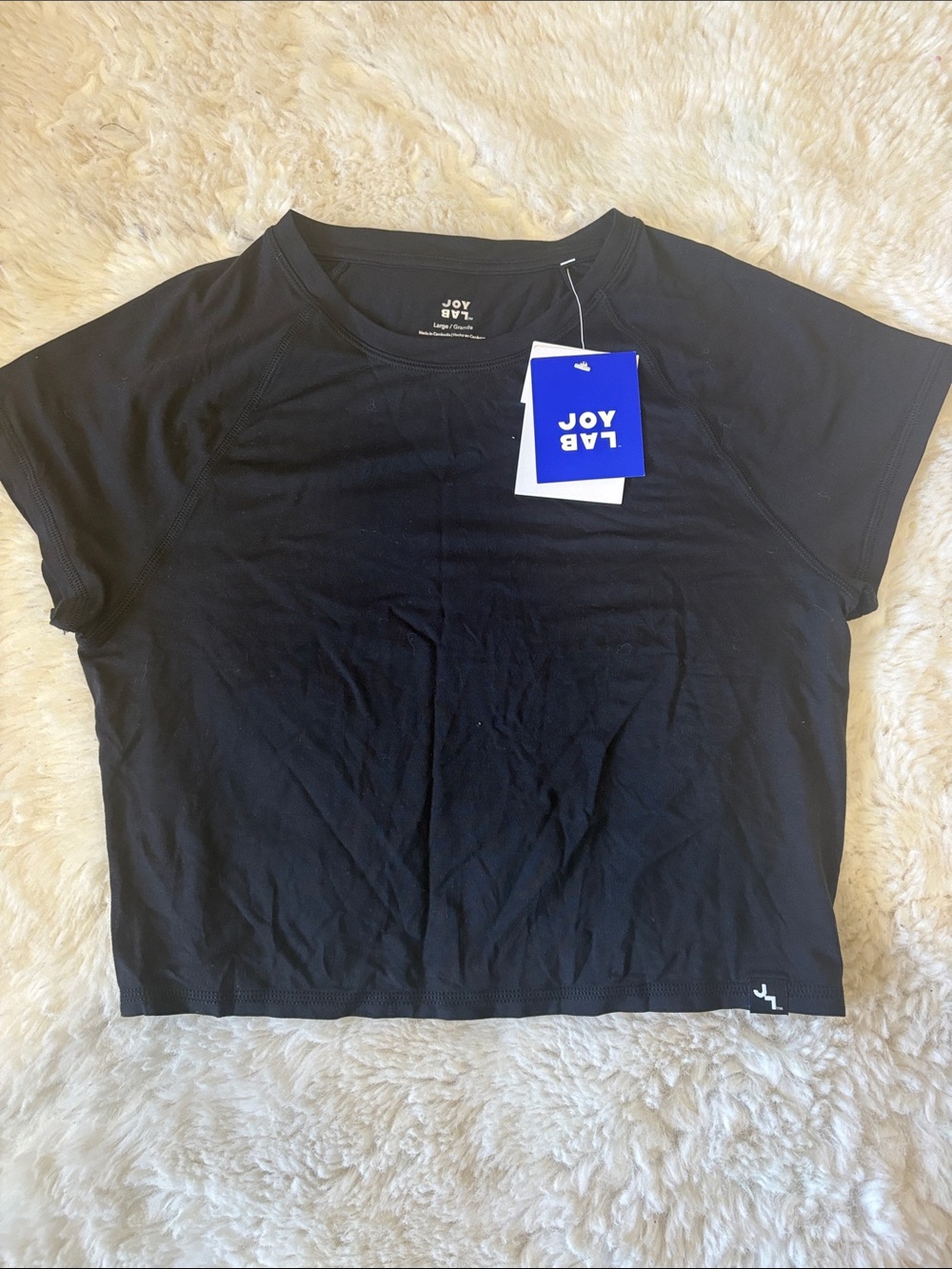 JoyLab Black Cropped Short-Sleeve Performance Top